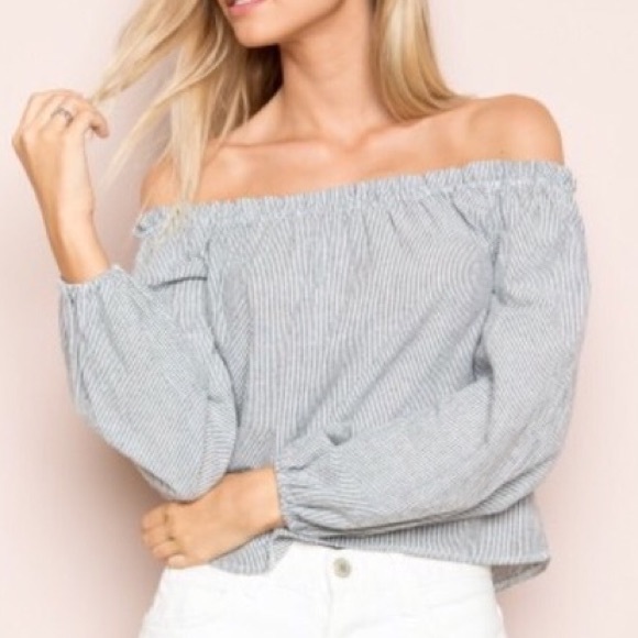 Brandy Melville Tops - BRANDY MELVILLE Striped Off The Shoulder Top